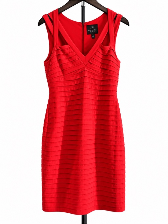 Adrianna Papell Dresses & Skirts - Adrianna Papell Coral Red Pleated Bodycon Sheath Dress Size 4